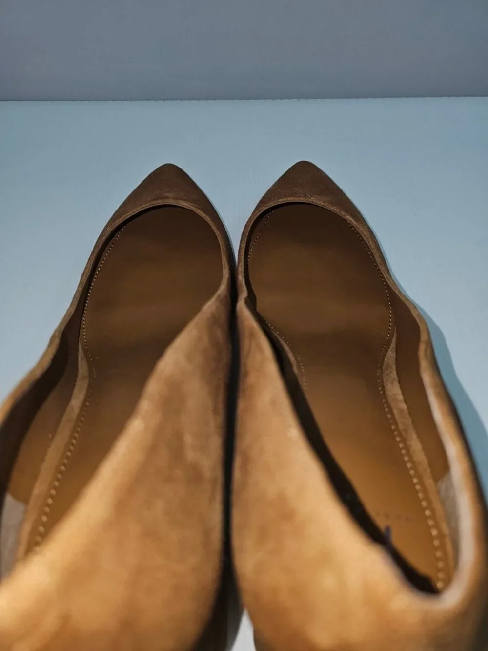 Marc Fisher LTD Yehudi Pointed Toe Pumps Womens 11 Natural Tan Suede Block Heel